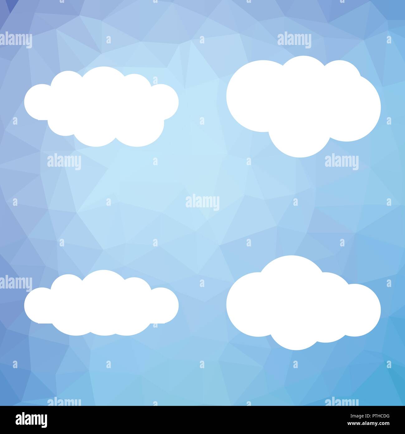 Vector illustration. Set of white clouds on a blue background. Flat ...