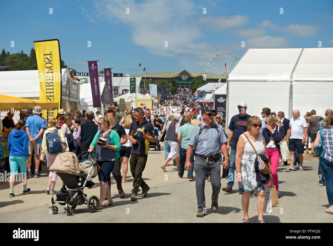 Visitors people at the Great Yorkshire Show in summer busy showground Harrogate North Yorkshire England UK United Kingdom GB Great Britain Stock Photo