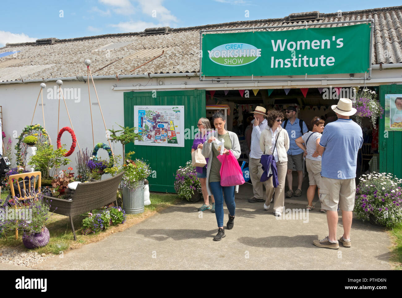 People visiting Womens Institute WI pavilion at the Great Yorkshire Show in summer Harrogate North Yorkshire England UK United Kingdom Great Britain Stock Photo