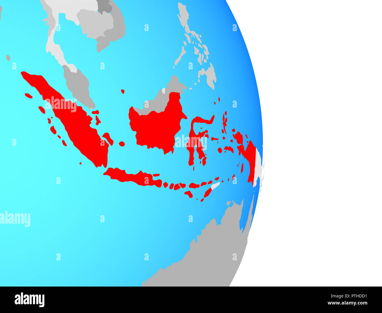 Indonesia on simple political globe. 3D illustration. Stock Photo