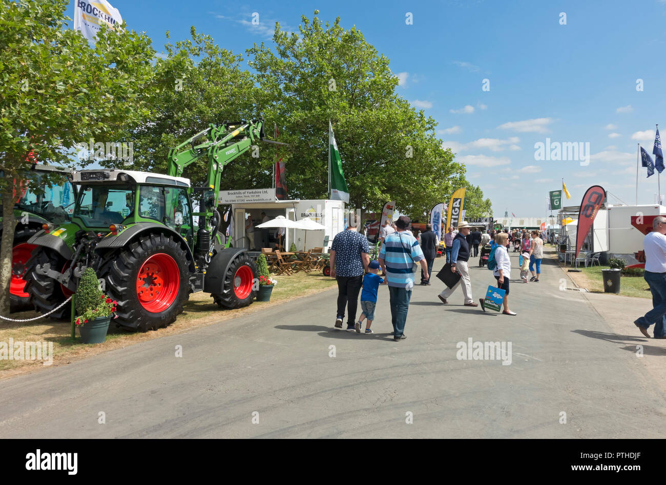 People visiting agricultural machinery and farming equipment stands Great Yorkshire Show Harrogate North Yorkshire England UK United Kingdom Britain Stock Photo
