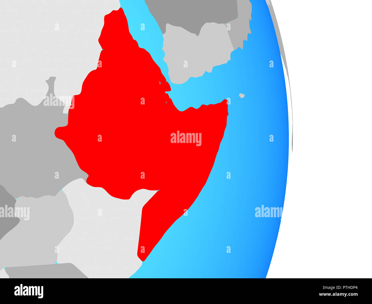 Horn of Africa on simple political globe. 3D illustration Stock Photo ...