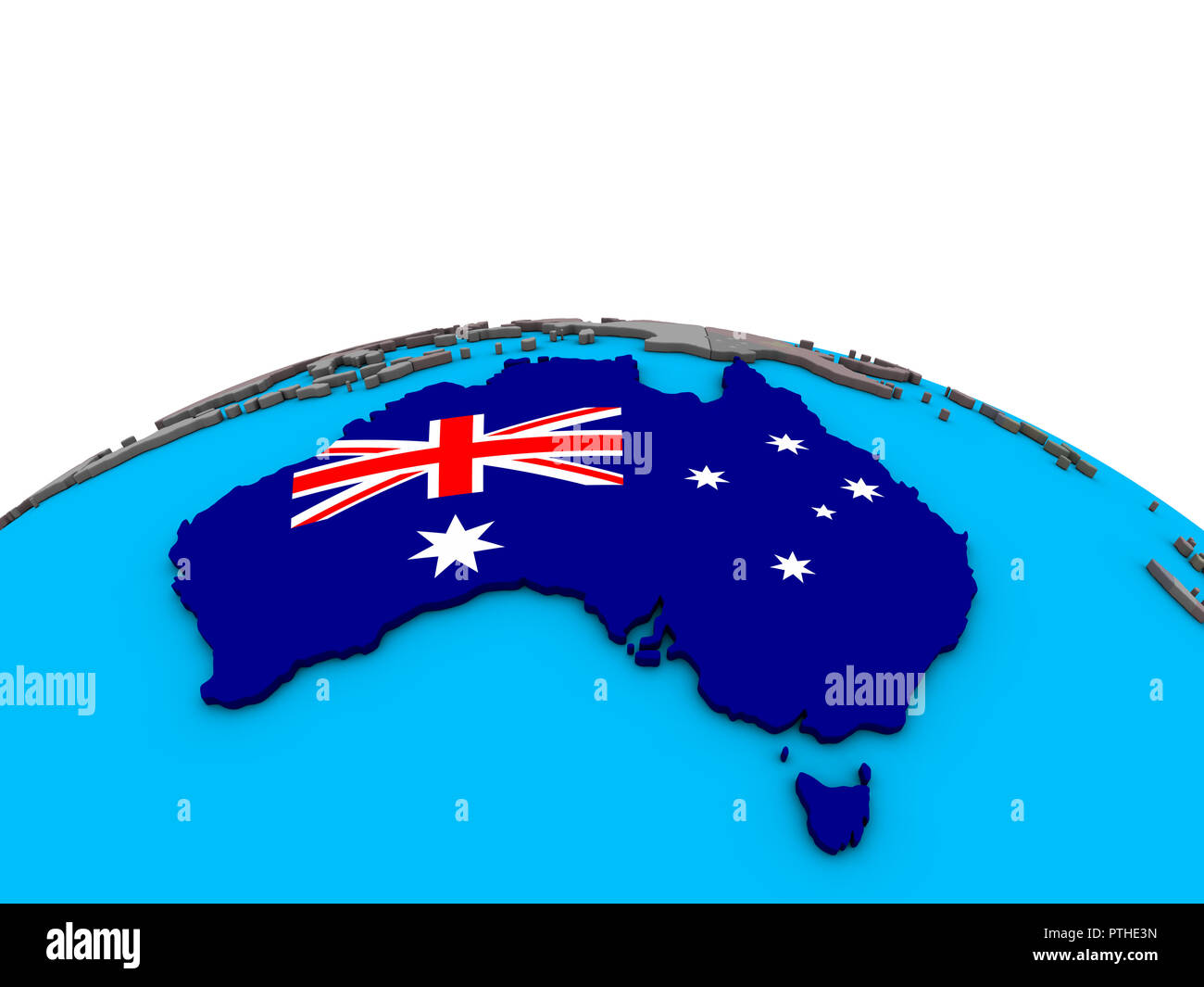 Australia with embedded national flag on political 3D globe. 3D ...