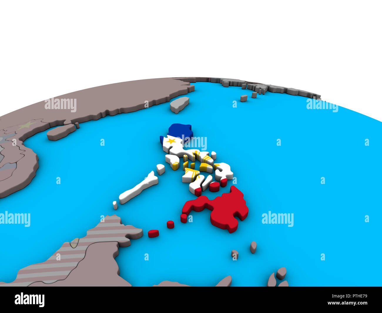 Philippines with embedded national flag on political 3D globe. 3D ...