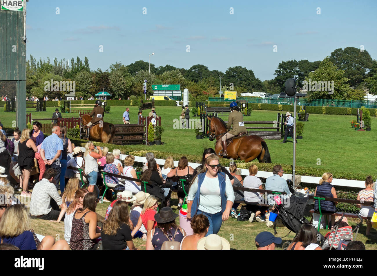 People watching show jumping at the Great Yorkshire Show in summer Harrogate North Yorkshire England UK United Kingdom GB Great Britain Stock Photo