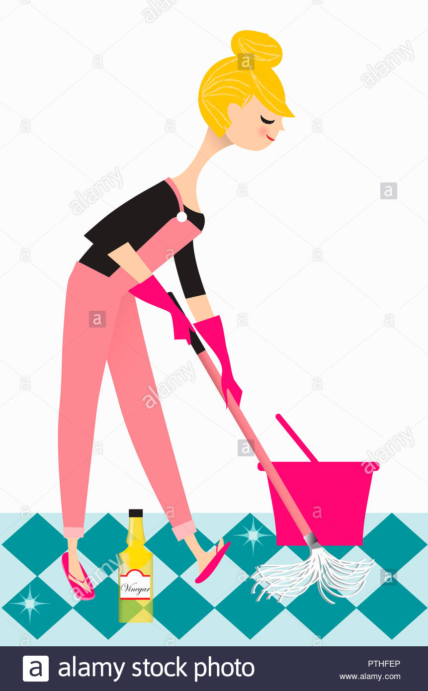 Woman Mopping Floor With Vinegar Stock Photo 221661518 Alamy