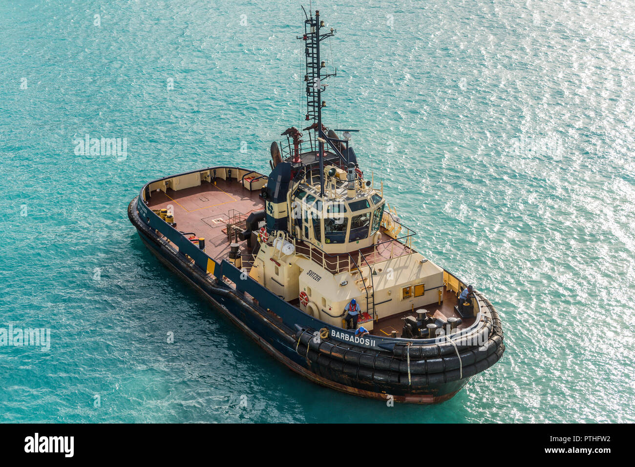 Bridgetown, Barbados - December 18, 2016: Port Authority tug BARBADOS II operates at the Bridgetown port, Barbados island, Caribbean. Stock Photo