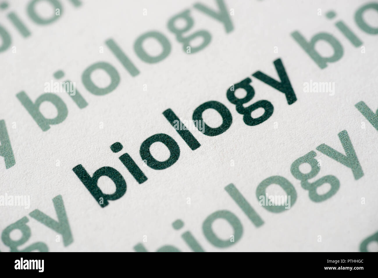 word biology printed on white paper macro Stock Photo - Alamy