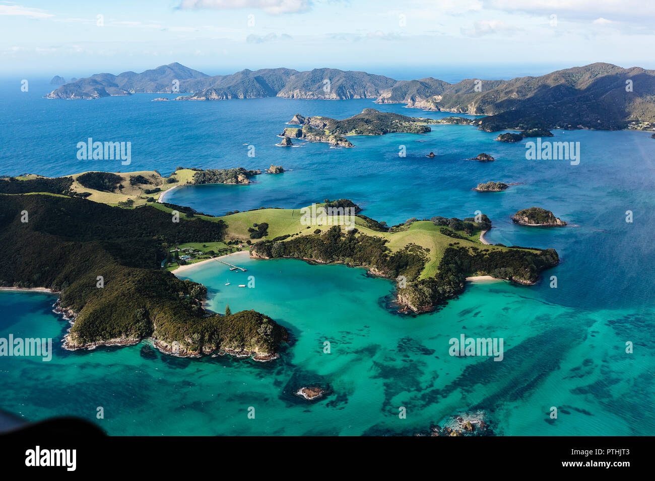 Scenic view Bay of Islands, North Island, New Zealand Stock Photo