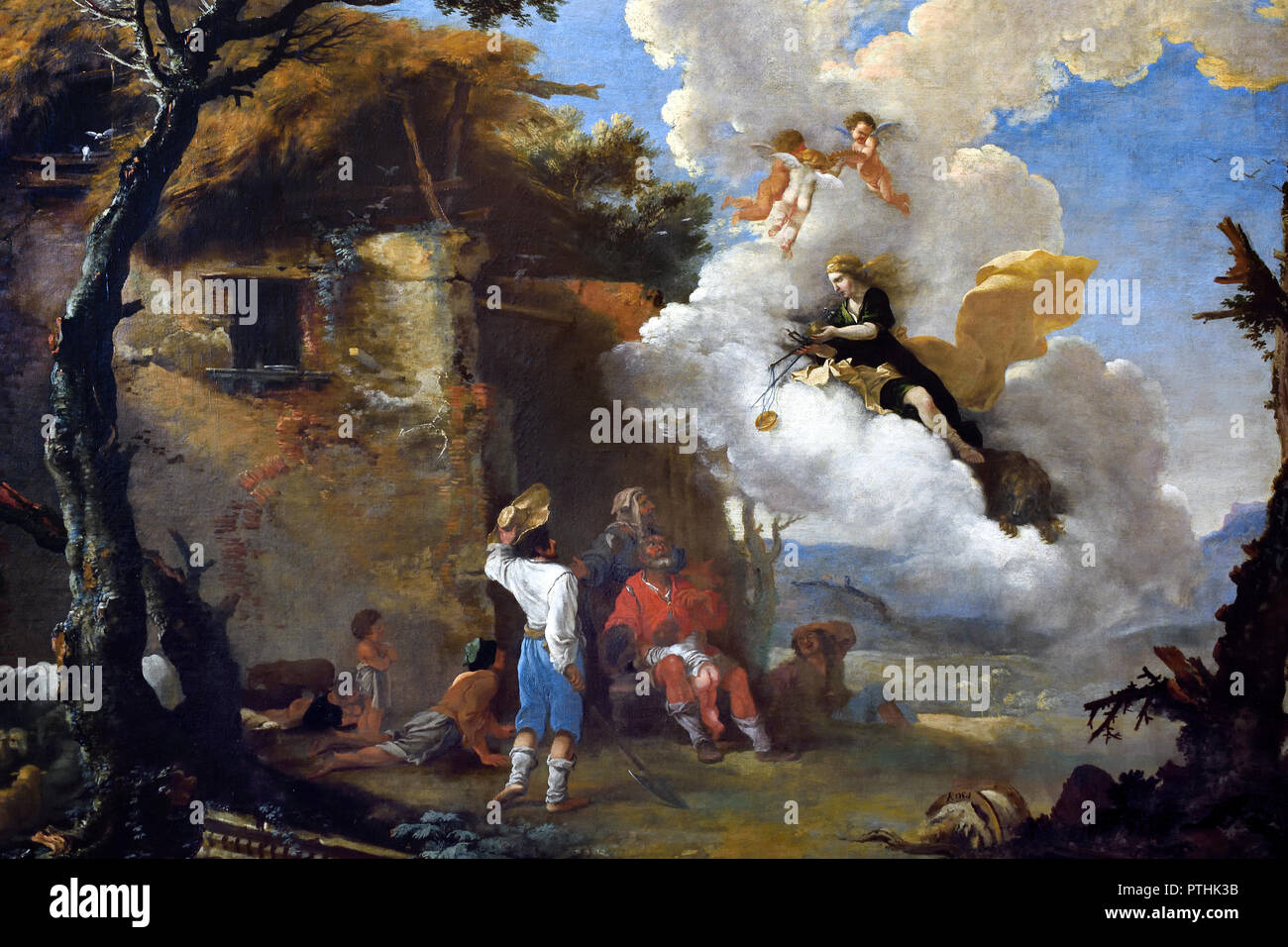 The return of Astraea 1640-1645 (Goddesses Justice) Salvator Rosa , 1615 – 1673, Italian Baroque painter, poet, printmaker, who was active in Naples, Rome, and Florence, Italy. Stock Photo