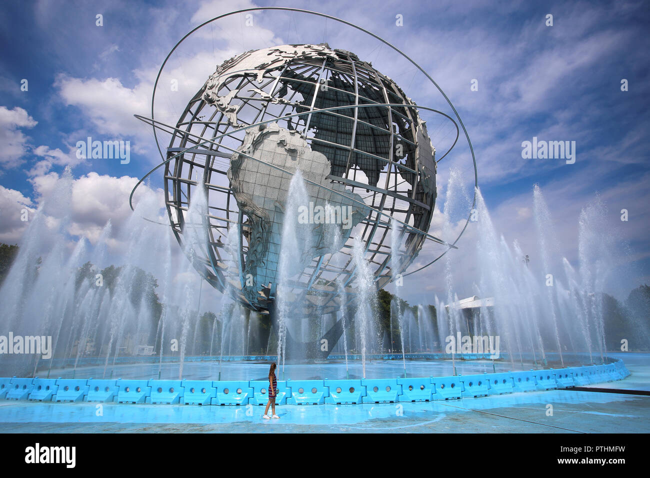 New York, USA – August 25, 2018:  The Unisphere World at Flushing Meadow Park in Flushing, Corona Park, New York, United States of America Stock Photo