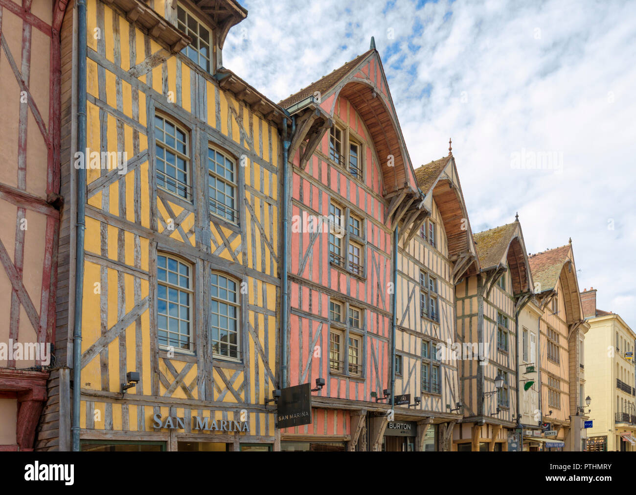 Half-timbered medieval houses at the old town of Troyes, capital of Aube, Champagne-Ardenne, France Stock Photo