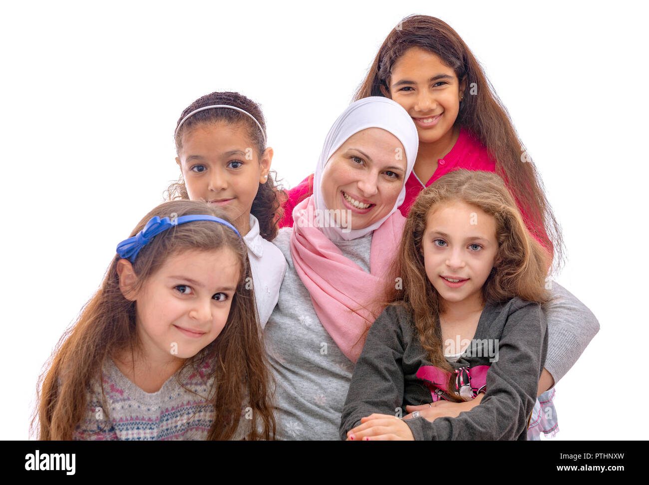 Happy Muslim Female Family, Mother And Daughters Stock Photo