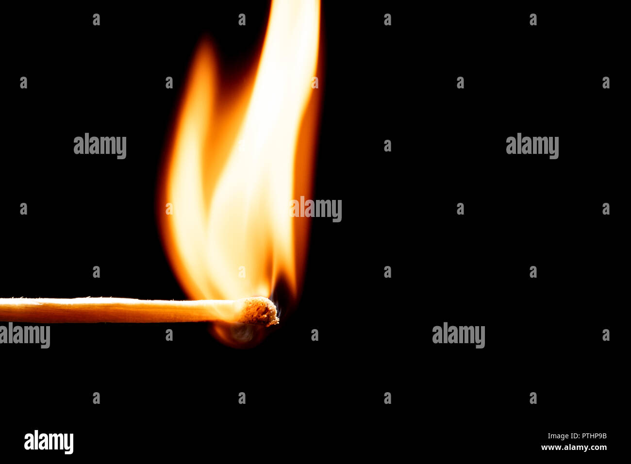 burning match, brennendes Streichholz Stock Photo