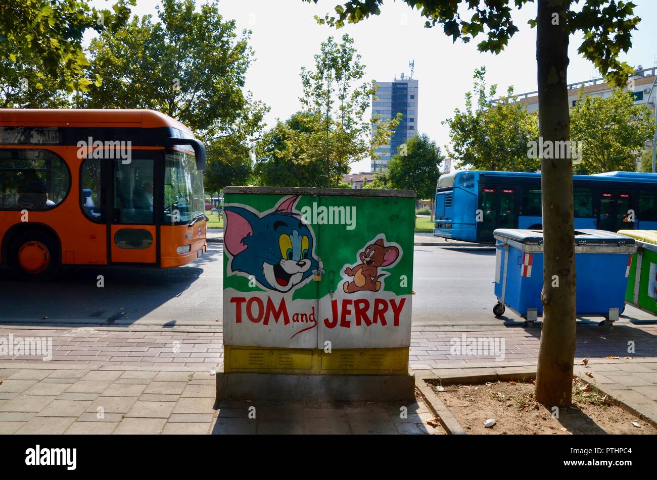 tom and jerry cartoon street art painting in tirana albania Stock Photo