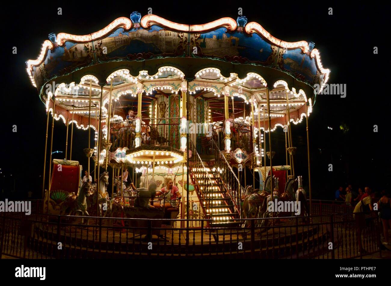 the carousel in skanderbeg square tirana albania at night Stock Photo ...