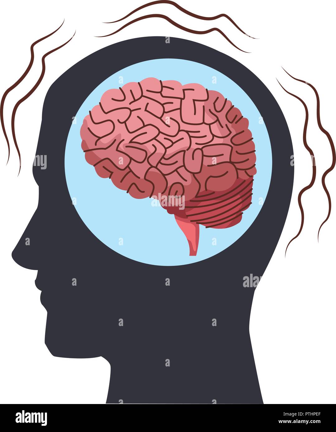 Alzheimer brain inside head silhouette Stock Vector Image & Art - Alamy