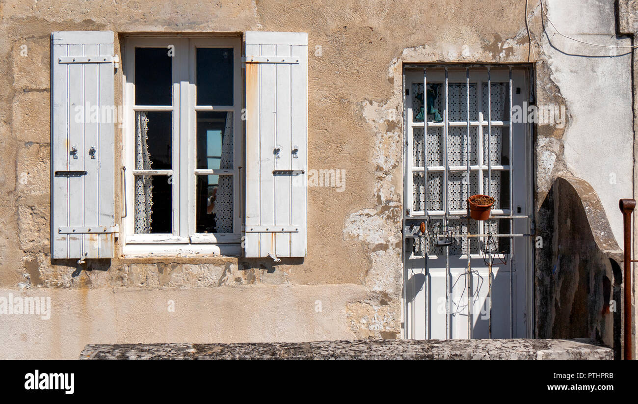 old house facade with a door and a window Stock Photo - Alamy