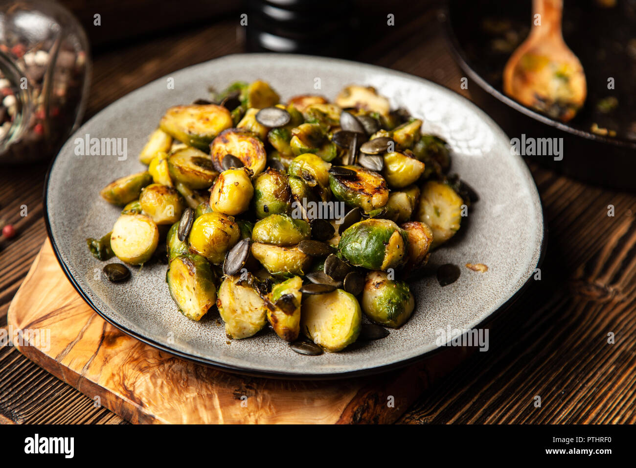 Roasted brussles sprouts Stock Photo