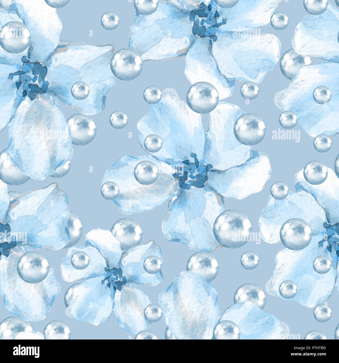 Floral seamless pattern. Watercolor background with delicate flowers ...