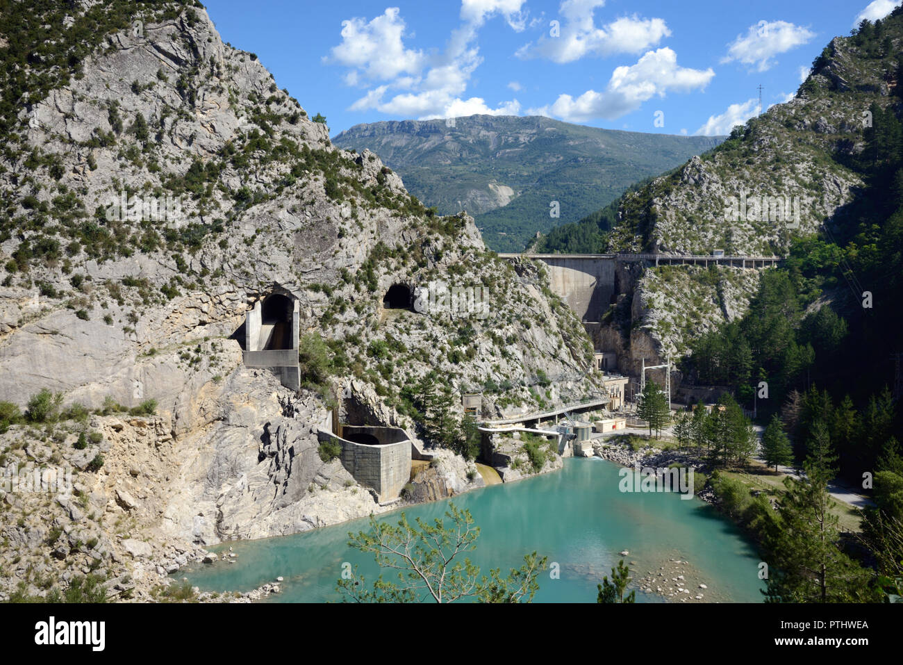 Chaudanne Dam or Barrage de Chaudanne in the Verdon Gorge near Castellane Alpes-de-Haute-Provence Provence France Stock Photo