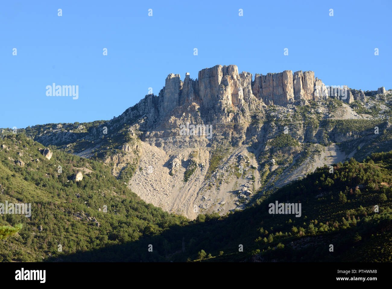 Rocky Outcrop or Landmark, the Cadières de Brandis, near Castellane in the Verdon Gorge Alpes-de-Haute-Provence Provence France Stock Photo