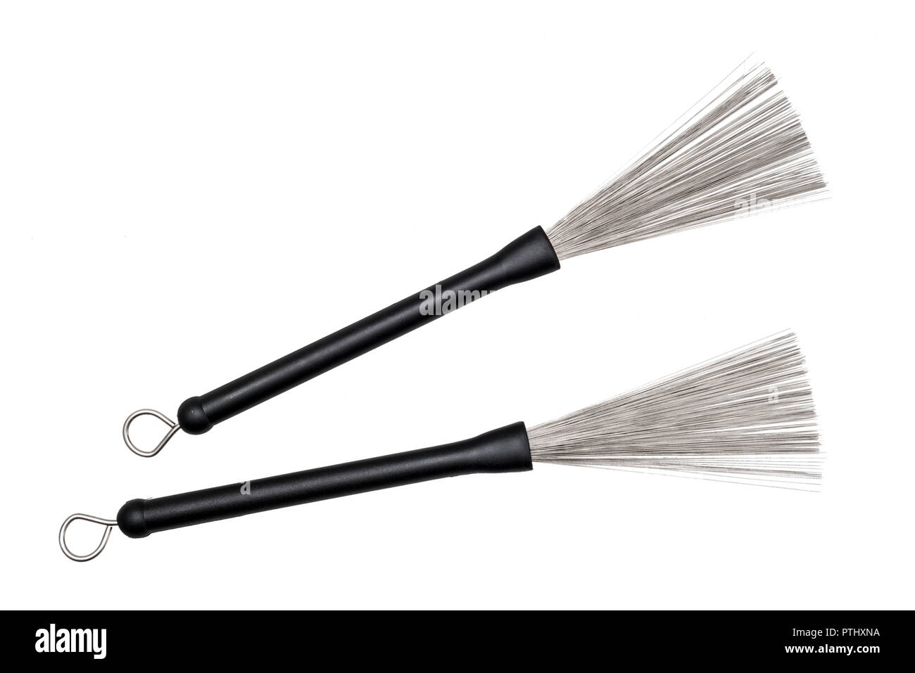 pair of drum brushes on white background Stock Photo