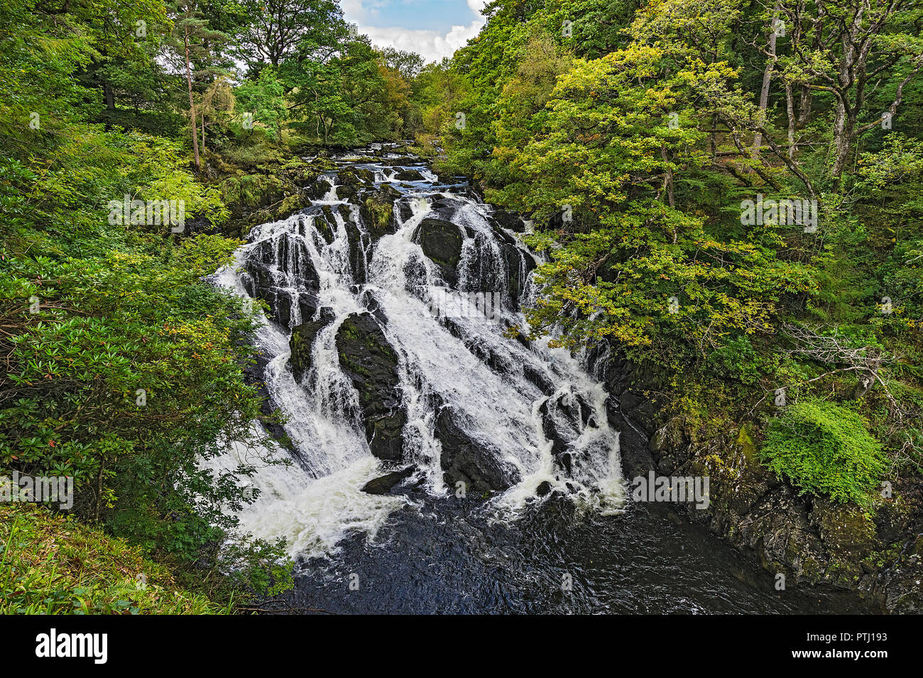 Swallow Falls on Afon (River) Llugwy west of Betws-y-coed Snowdonia National Park North Wales UK September 0919 Stock Photo