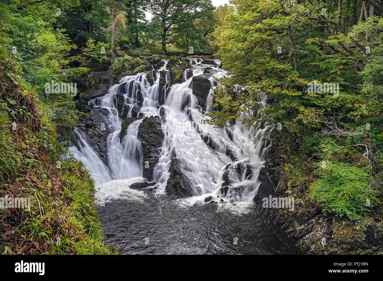 Swallow Falls on Afon (River) Llugwy west of Betws-y-coed Snowdonia National Park North Wales UK September 1024 Stock Photo