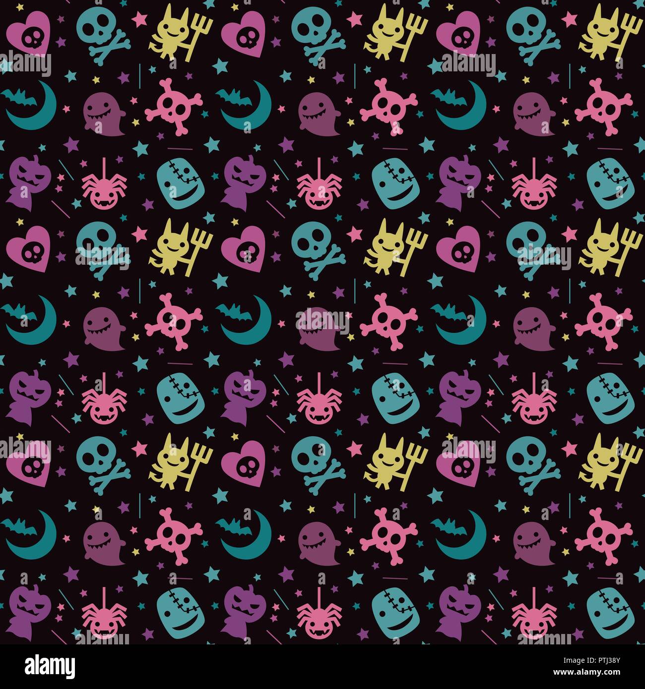 Seamless pattern with hearts on black background Cute kawaii pastel   Stock Image  Everypixel