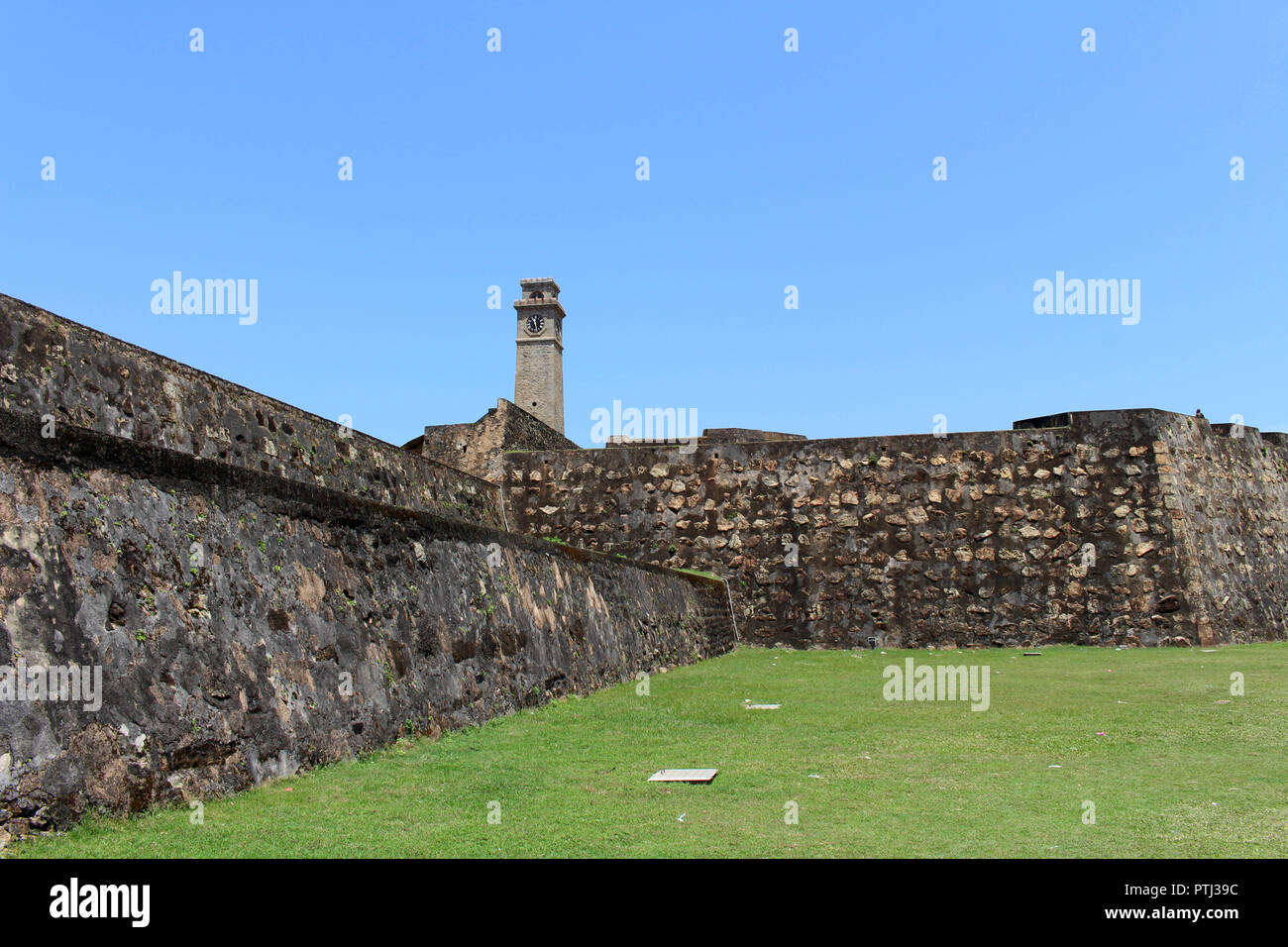 The wall and the clock tower around Galle Fort. Taken in Sri Lanka