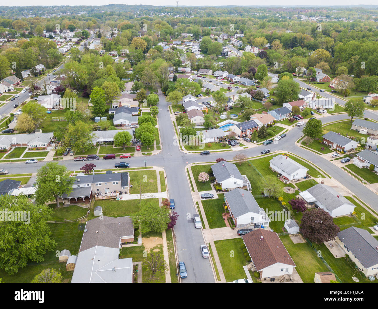 Aerial of Parkville homes in Baltimore County, Maryland Stock Photo Alamy