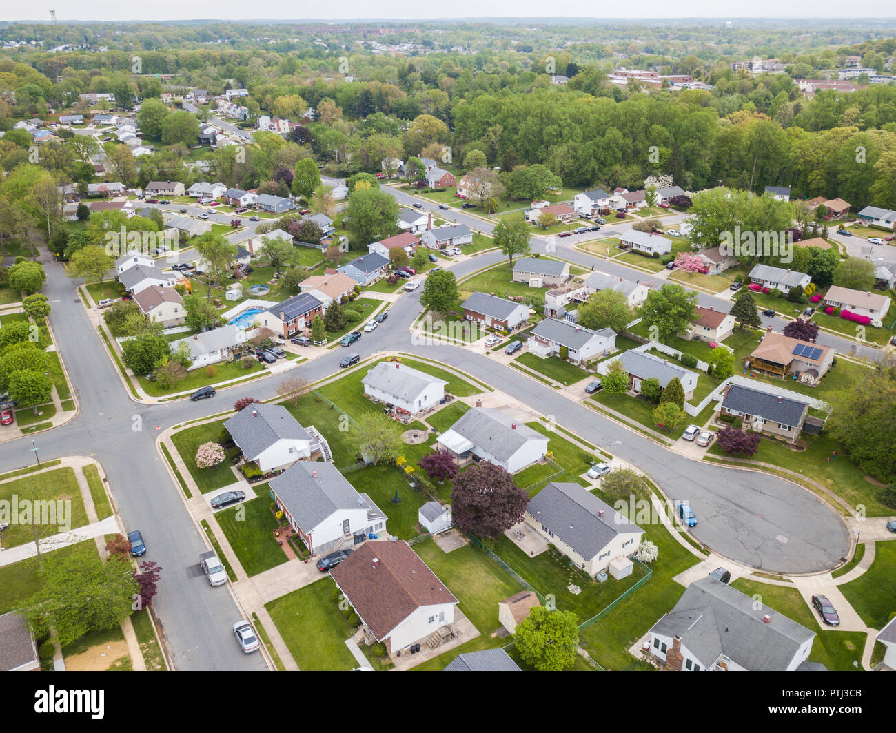 Aerial of Parkville homes in Baltimore County, Maryland Stock Photo Alamy