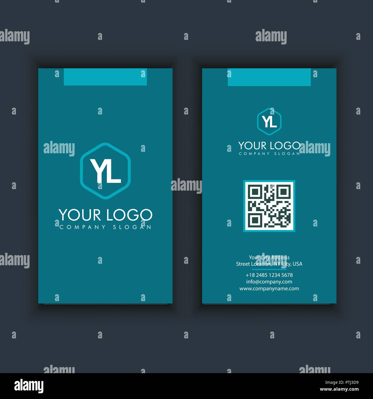 Modern Creative and Clean Business Card Template with blue color Stock Vector