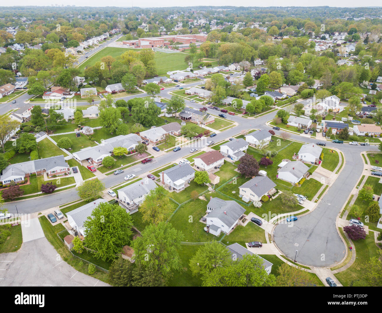 Aerial of Parkville homes in Baltimore County, Maryland Stock Photo Alamy