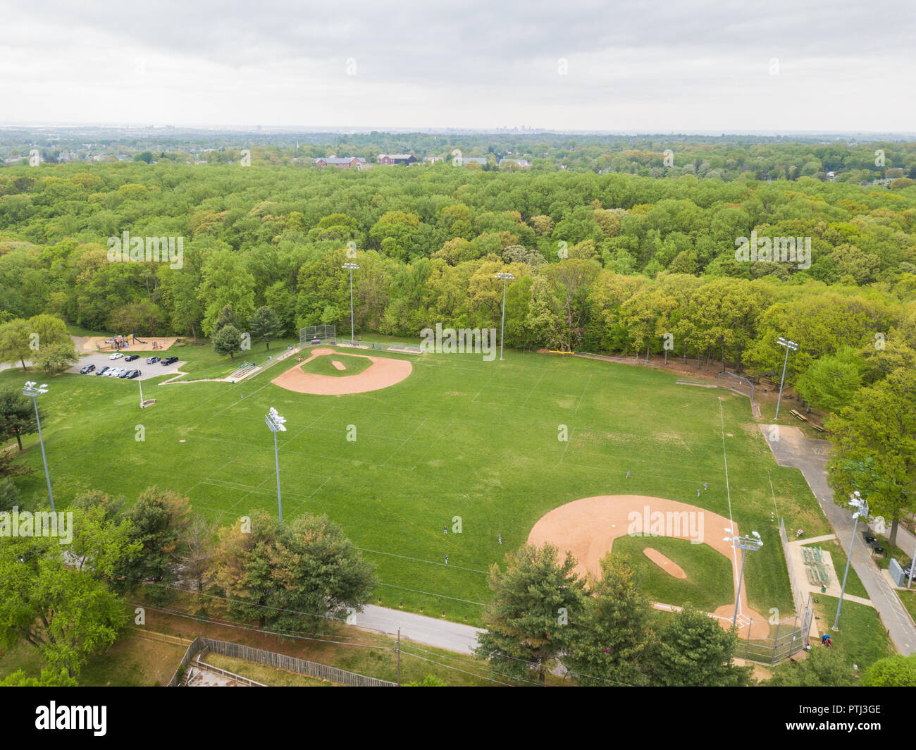 Aerial of Parkville parks in Baltimore County, Maryland.. next to ...