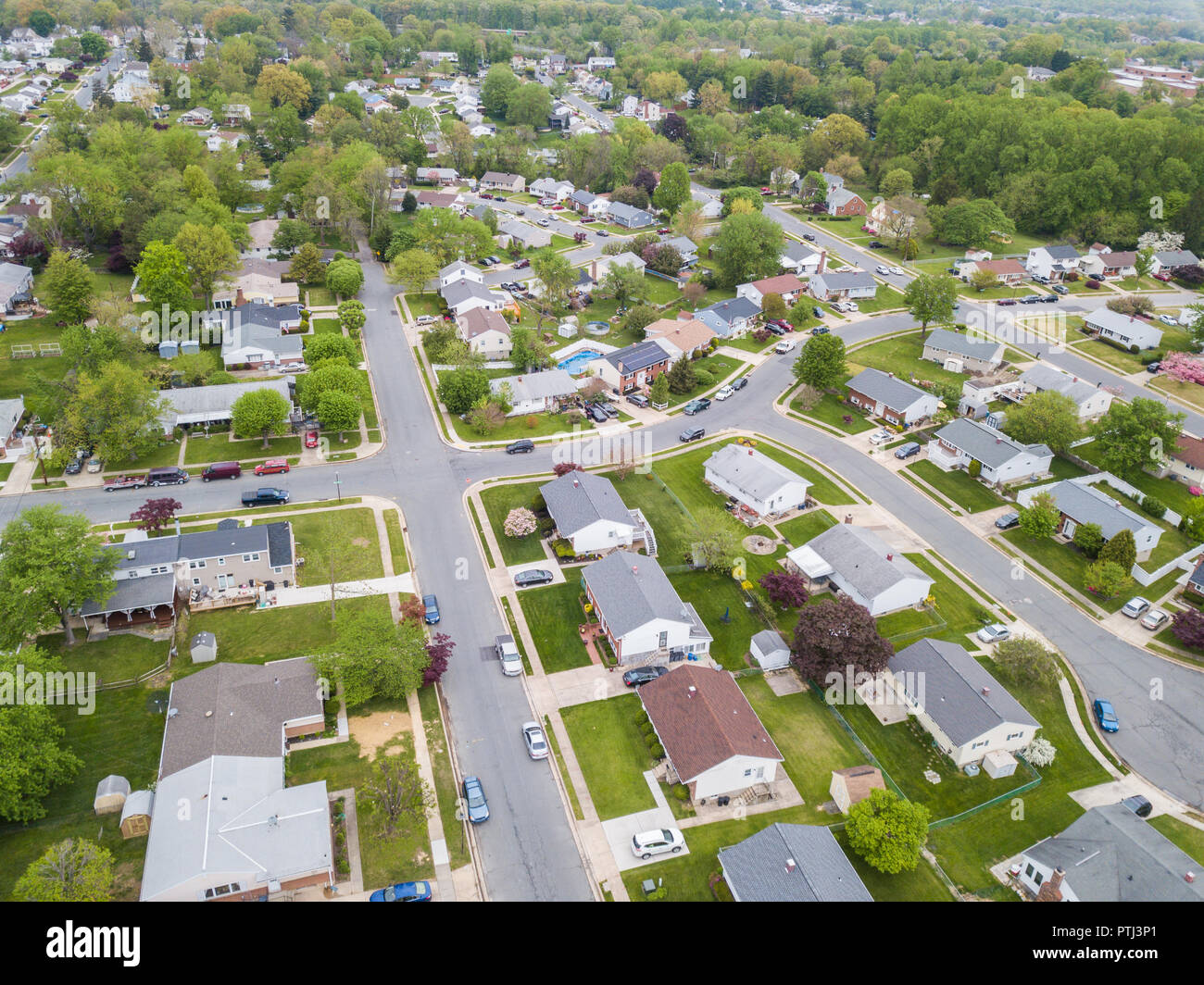 Aerial of Parkville homes in Baltimore County, Maryland Stock Photo Alamy