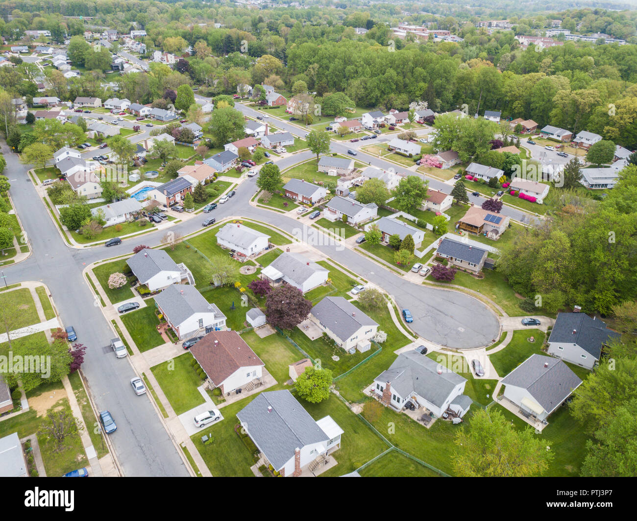 Aerial of Parkville homes in Baltimore County, Maryland Stock Photo Alamy
