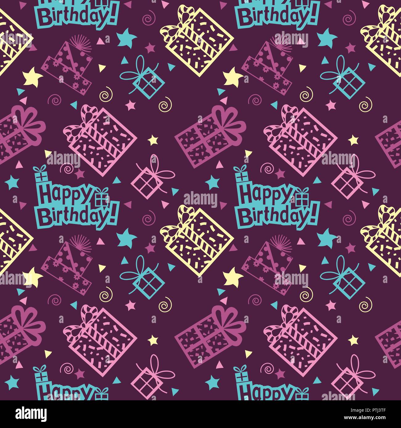 Happy birthday hand drawn pattern Background with pastel color Stock