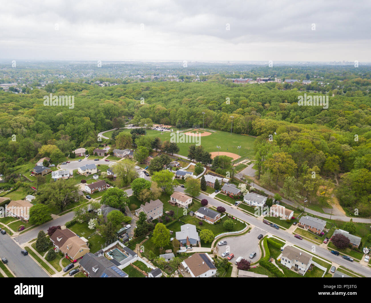 Aerial of Parkville homes in Baltimore County, Maryland Stock Photo - Alamy