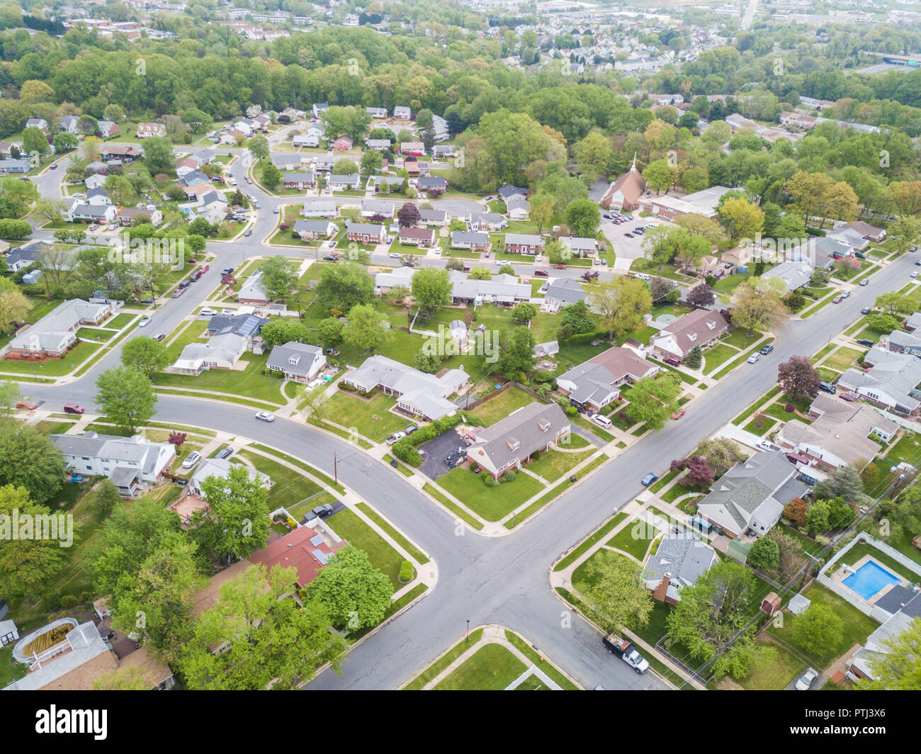 Aerial of Parkville homes in Baltimore County, Maryland Stock Photo Alamy
