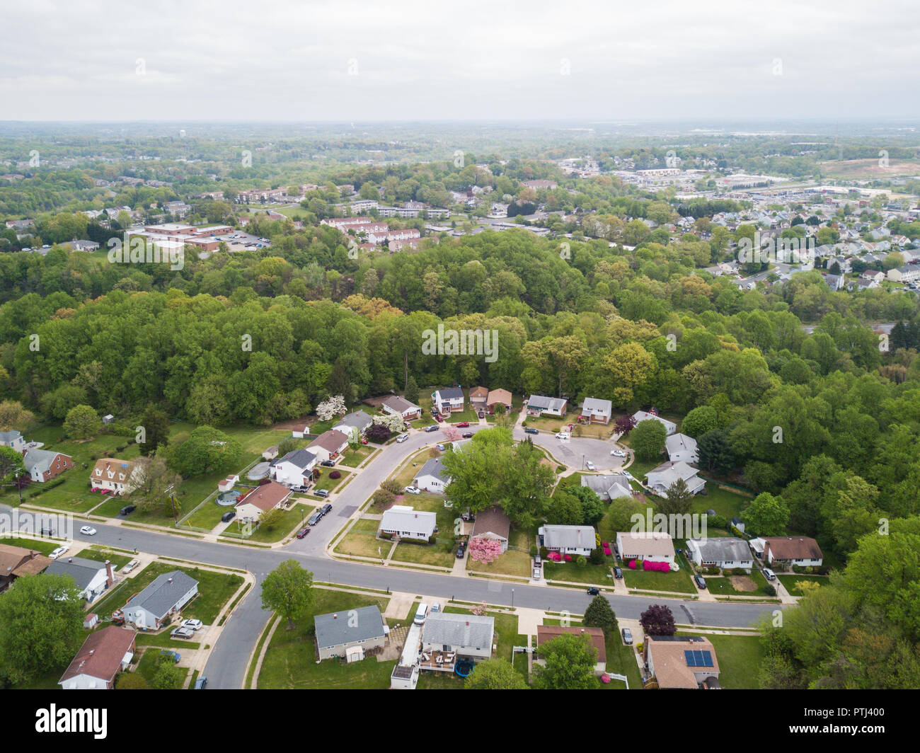 Aerial of Parkville homes in Baltimore County, Maryland Stock Photo Alamy