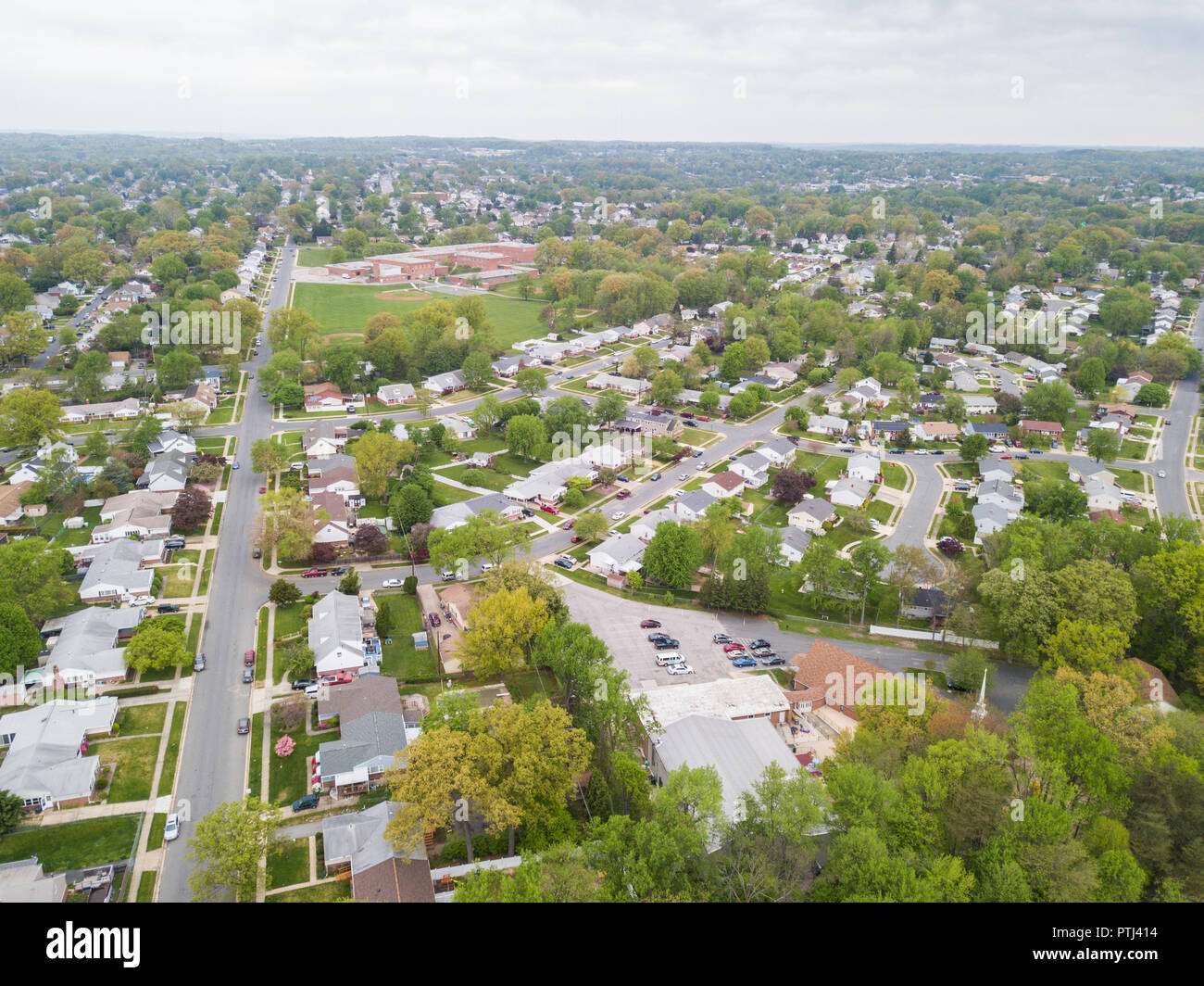 Aerial of Parkville homes in Baltimore County, Maryland Stock Photo Alamy