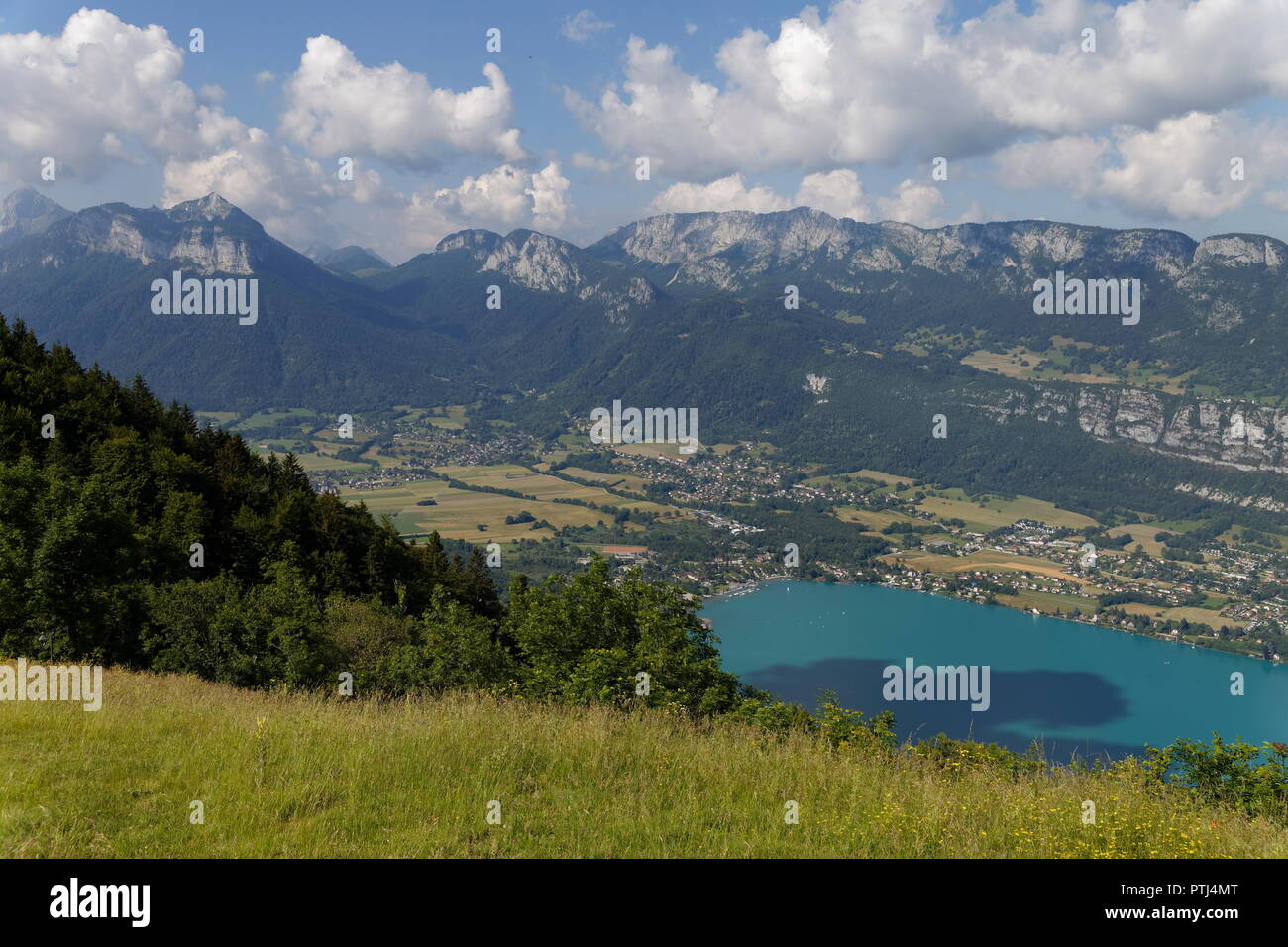 View over Lake Annecy high up on the Col de la Forclaz France Stock Photo