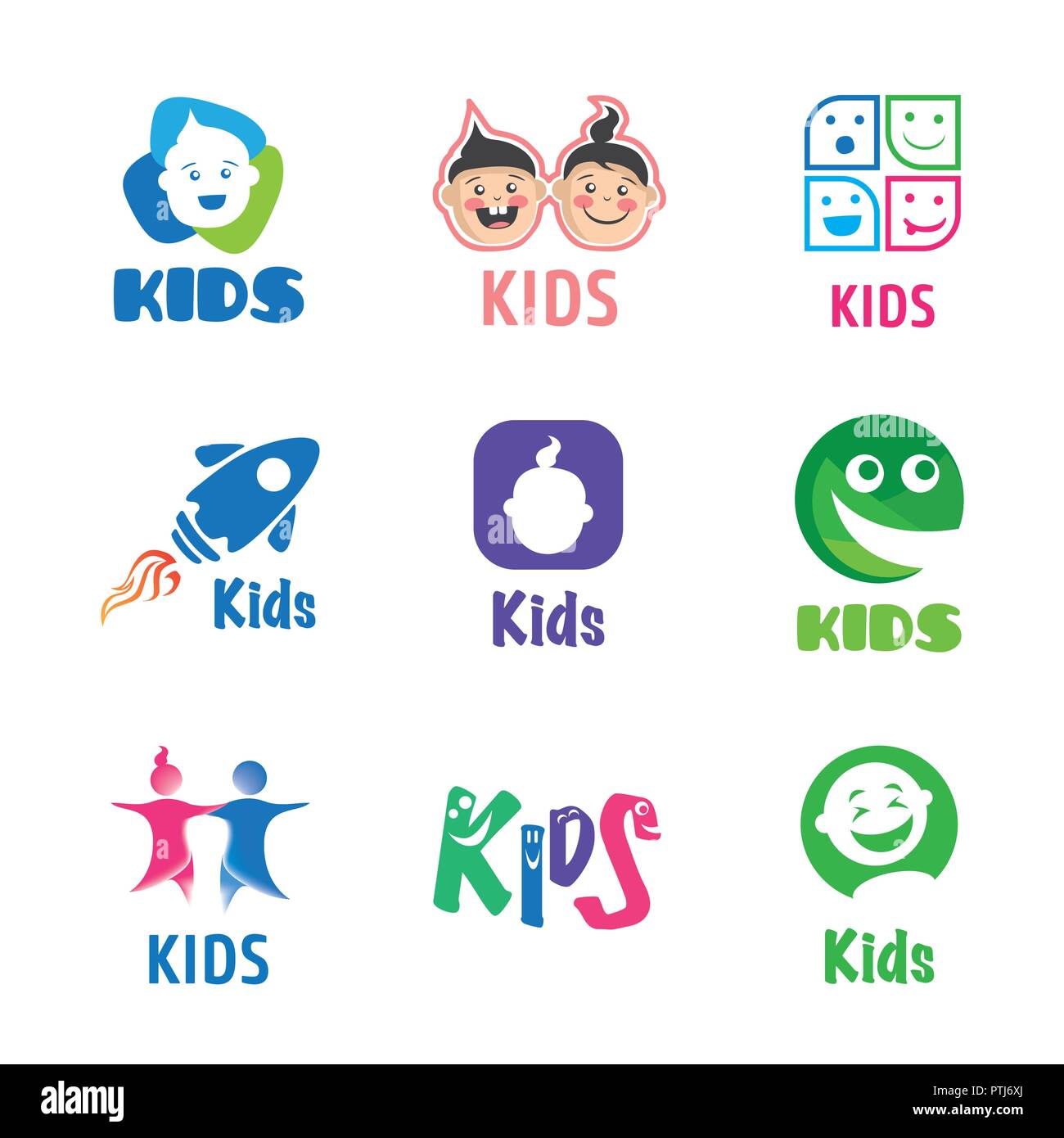 Set of vector logos for children, child Stock Vector