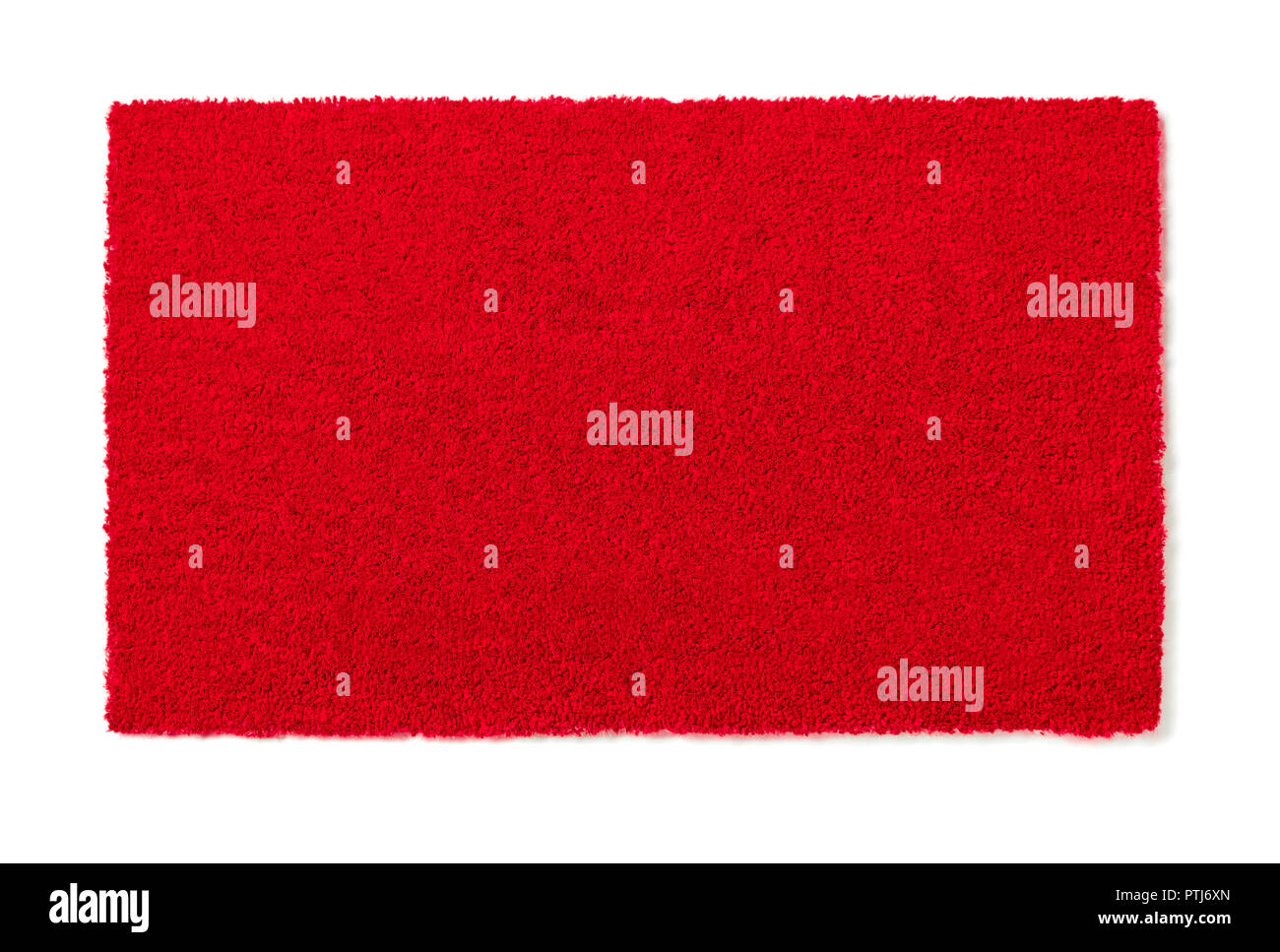 Blank Red Welcome Mat Isolated on White Background Ready For Your Own Text. Stock Photo
