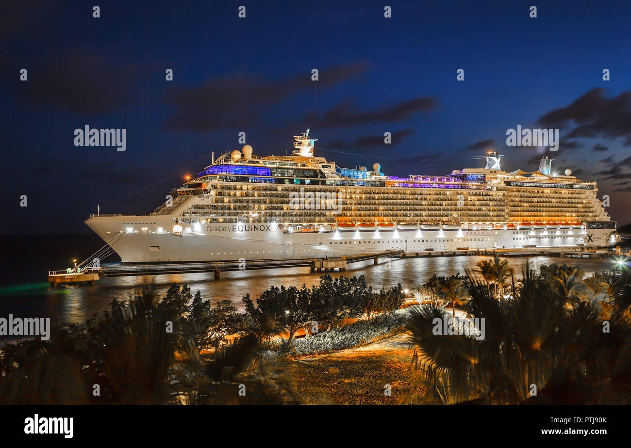 Cruise ship in port at night Stock Photo - Alamy