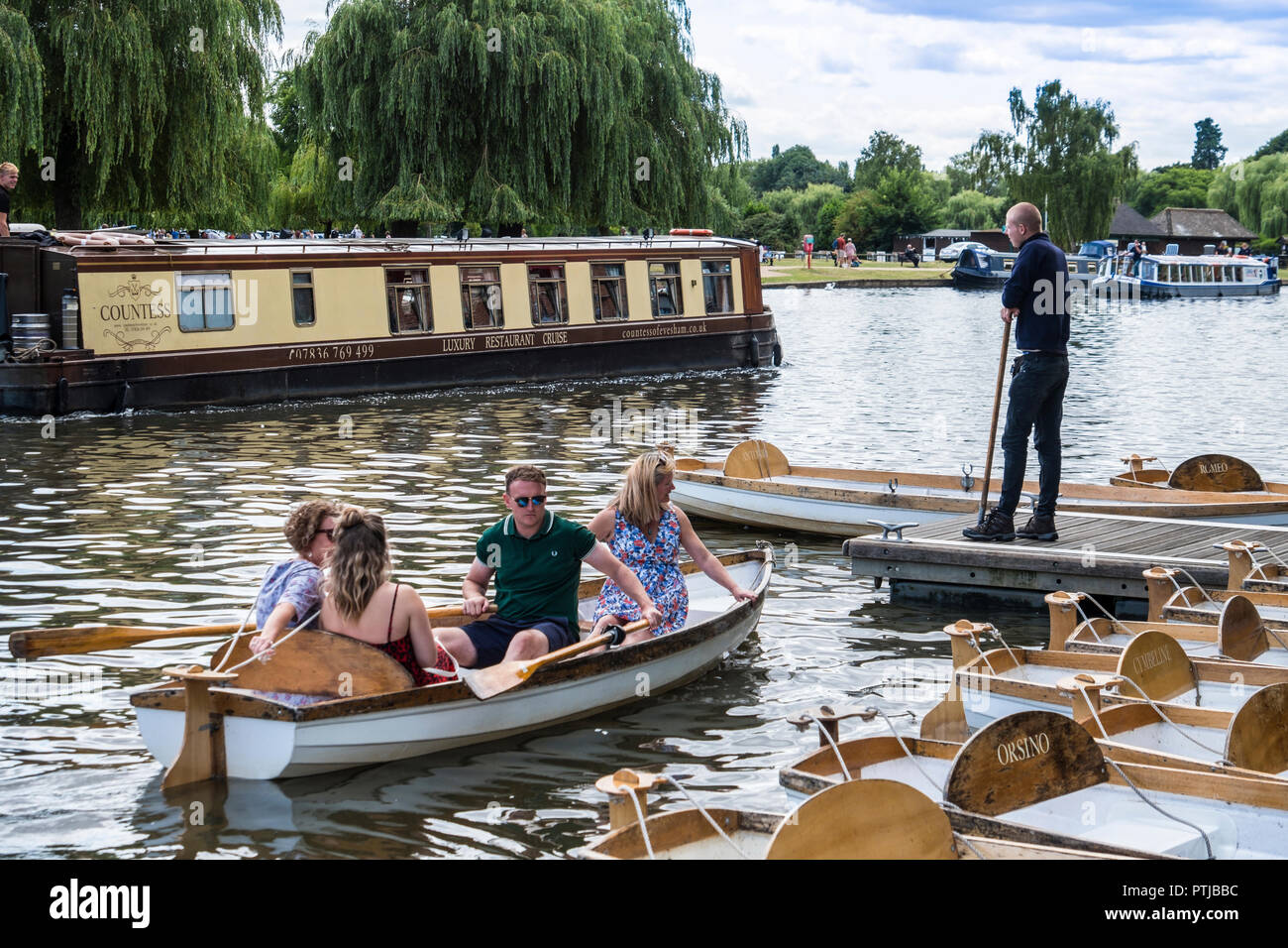 Rowing boats and cruisers on the River Avon at Stratford upon Avon