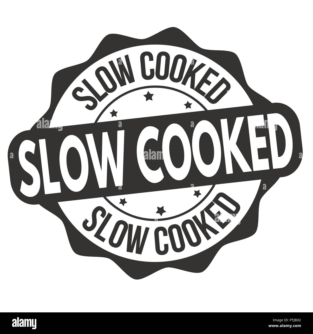 Slow cooked sign or stamp on white background, vector illustration