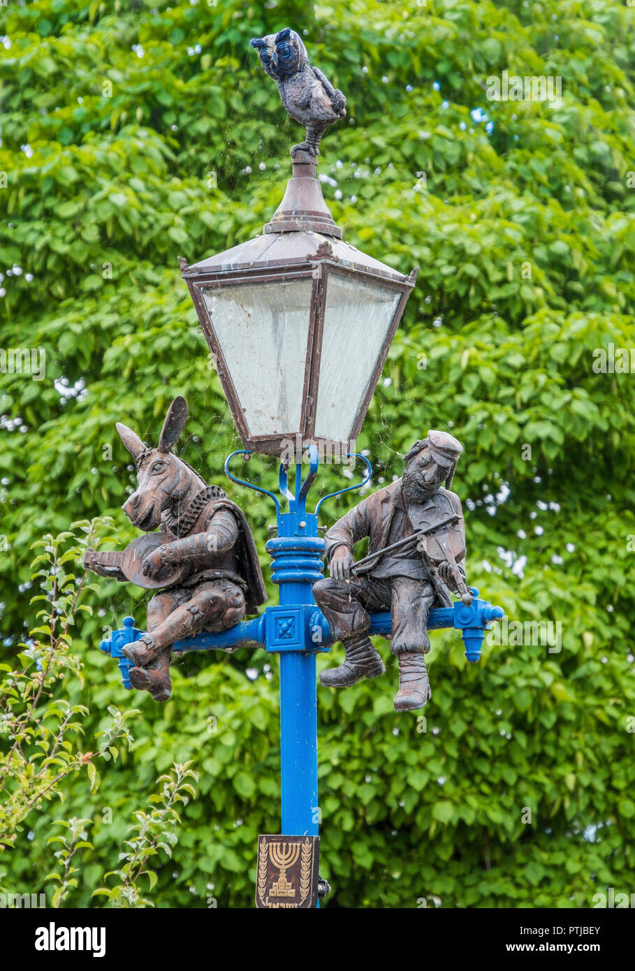 The Israeli Lamp in Stratford upon Avon features the characters Bottom and Topol as well as an owl. Stock Photo